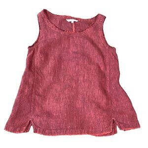 KLEEN Linen Slub A Line Raw Edge Tank Top Sz L Red/Pink 262D